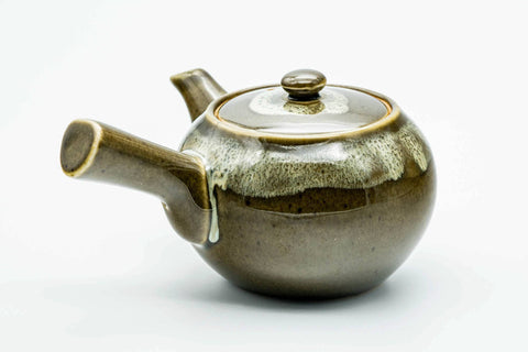 Japanese Kyusu - Dark Green Glazed Ceramic Filter Teapot - 350ml