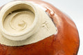 Japanese Matcha Bowl - 久 Amber Red Wabi-Sabi Chawan - 150ml - closeup of the underside showing the foot and maker's mark
