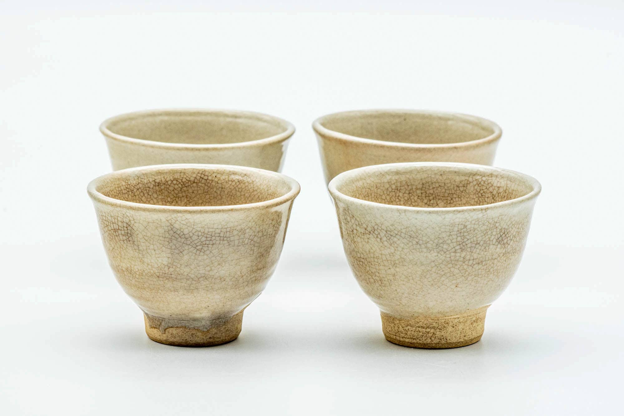 Japanese Teacups - Set of 4 Classic Beige Glazed Hagi-yaki Yunomi - 75ml