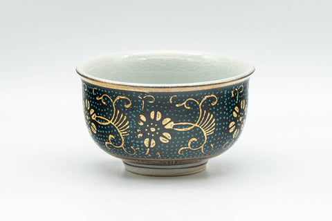 Japanese Teacup - 九谷焼 Floral Aochibu Kutani-yaki Porcelain Yunomi - 90ml