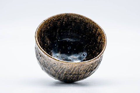 Tezumi — Japanese Matcha Bowl - Coarse Brown Glazed Chawan - 200ml — top-down view of the interior