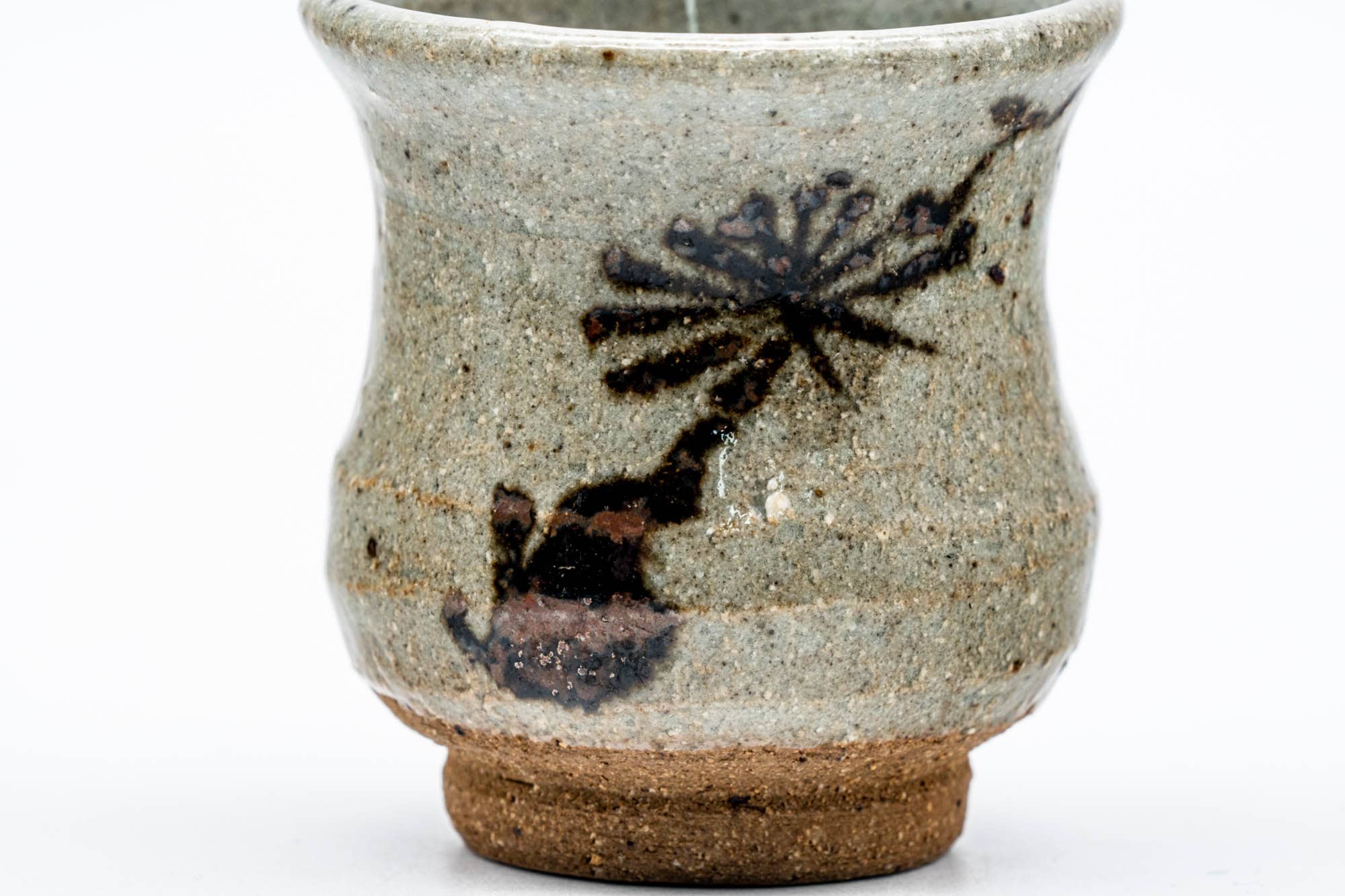 Japanese Teacup - Pair of Sage Glazed Floral Karatsu-yaki Guinomi - 50ml