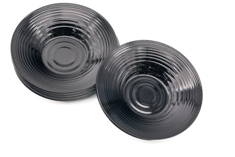 Japanese Chataku - Set of 5 Thin Black Lacquer Tea Saucers