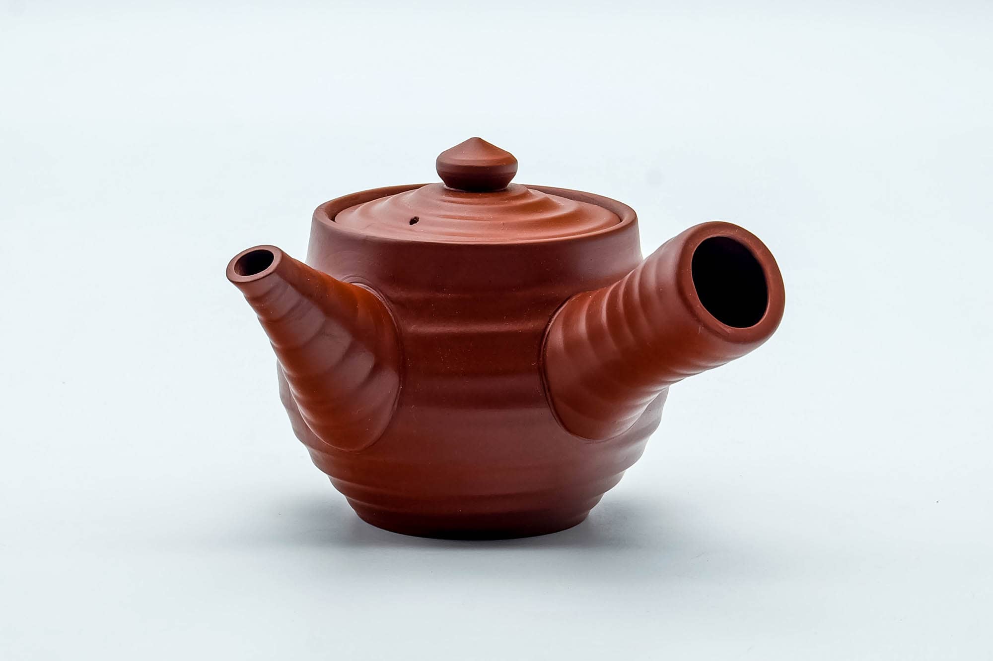 Japanese Kyusu - Spiraling Red Shudei Tokoname-yaki Ceramic Filter Teapot - 260ml