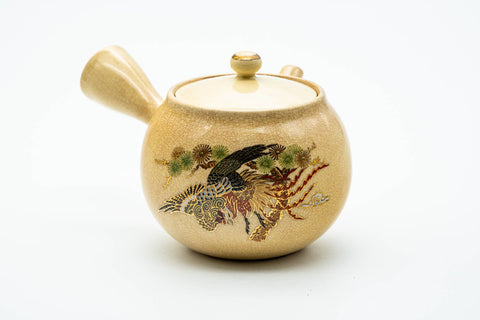 Japanese Kyusu - Beige Weathered Kutani-yaki Ceramic Teapot - 300ml