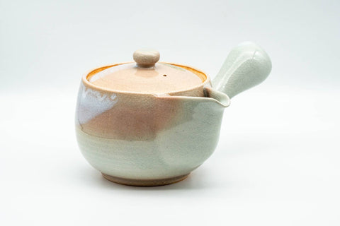 Japanese Tea Set - 天鵬山 Tsubaki Kiln - Hagi-yaki Kyusu Teapot with 6 Yunomi Teacups in Wooden Box