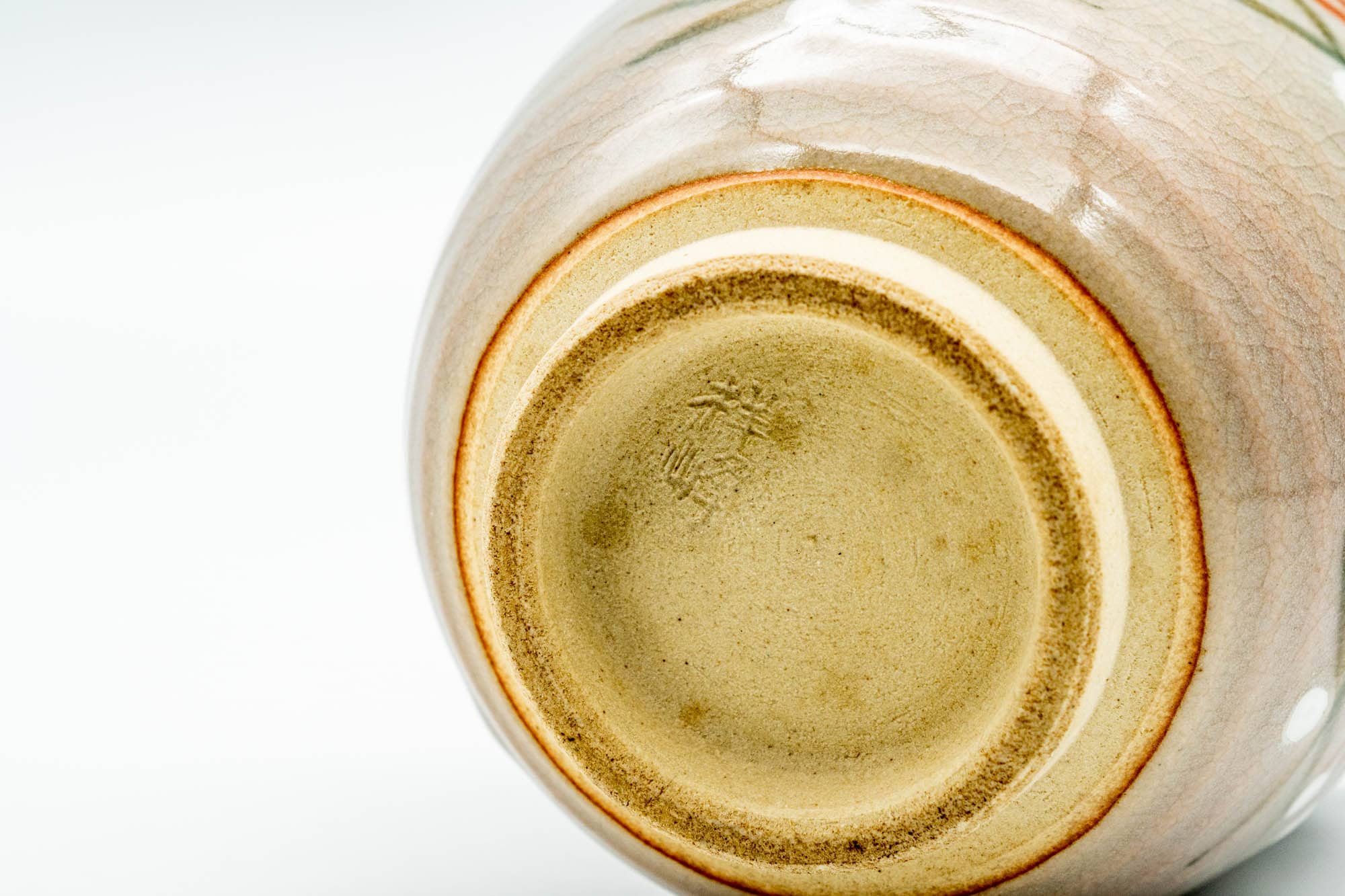 Japanese Teacup - Beige Geometric Decorated Yunomi - 175ml