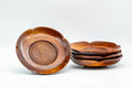 Tezumi — Japanese Chataku - Set of 4 Flower Petal-Shaped Wooden Tea Saucers — front view