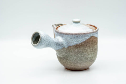 Japanese Tea Set - Beige White Glazed Hagi-yaki Do-ake Kyusu Teapot with 5 Yunomi Teacups - Tezumi