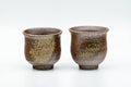 Tezumi — Japanese Teacups - Pair of Ash Green Glazed Guinomi - 55ml — front view