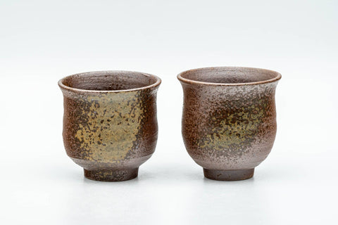 Tezumi — Japanese Teacups - Pair of Ash Green Glazed Guinomi - 55ml — front view