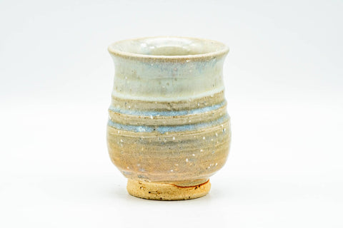 Japanese Teacup - Beige White Spiraling Hagi-yaki Yunomi - 130ml