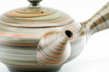 Tezumi — Japanese Kyusu - 雲仙窯 Unzen Kiln - Green Nerikomi Tokoname-yaki Debeso Teapot - 270ml — closeup of the decoration
