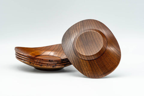 Japanese Chataku - Set of 5 Oval-shaped Wooden Tea Saucers - Tezumi