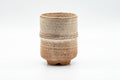 Japanese Teacup - Beige Bamboo-shaped Hagi-yaki Yunomi - 180ml - front view of the bamboo-node form
