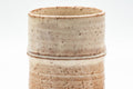Japanese Teacup - Beige Bamboo-shaped Hagi-yaki Yunomi - 180ml - side view of the textured drip-glaze