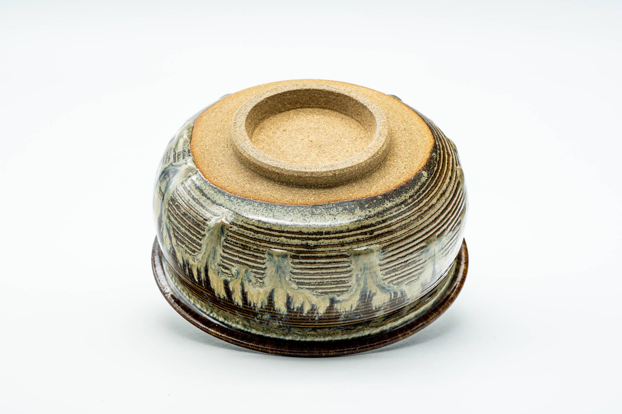 Japanese Kensui - Spiraling Brown Drip-Glazed Water Bowl - 350ml