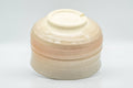 Japanese Tea Ceremony Set - Beige Pink Glazed Groovy Kyo-yaki Chawan and Kensui - Tezumi