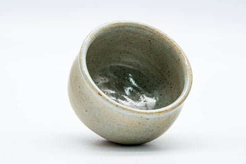 Tezumi — Japanese Teacup - Speckled Beige Gray Glazed Shigaraki-yaki Yunomi - 150ml — three-quarter view