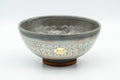 Tezumi — Japanese Matcha Bowl - Grey White Chrysanthemum Kiyomizu-yaki Chawan - 200ml — front view