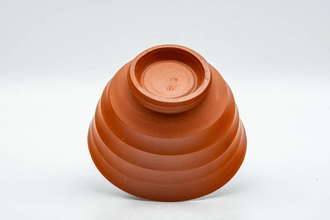 Tezumi — Japanese Teacups - Set of 3 Horizontally Sculpted Tokoname-yaki Yunomi - 90ml — tipped to show the interior