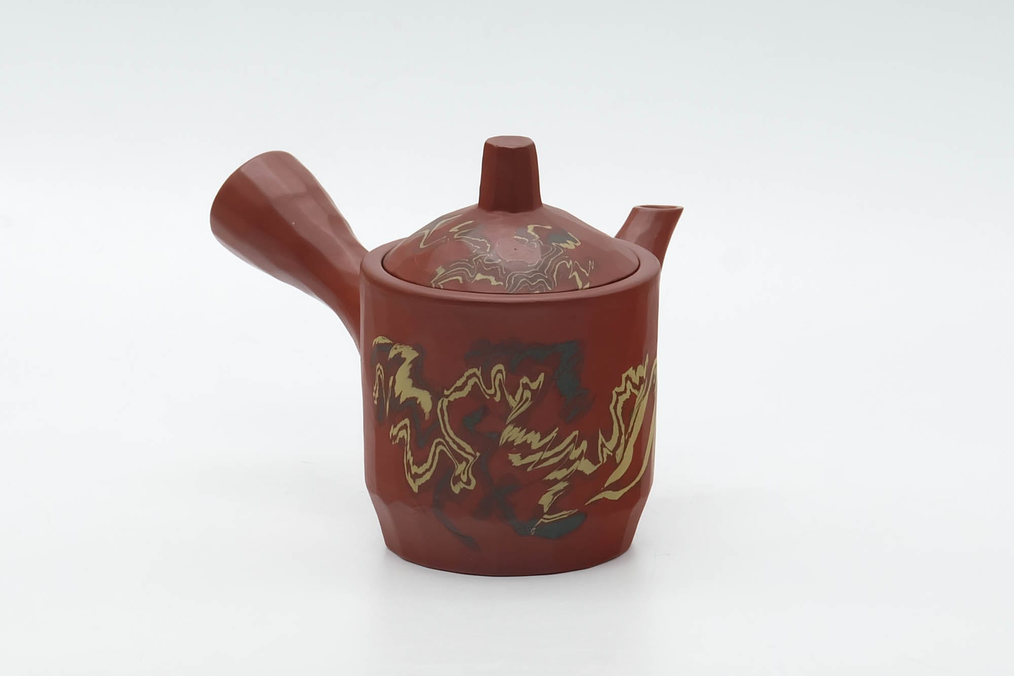 Japanese Kyusu - Abstract Nerikomi Red Shudei Tokoname Teapot - 100ml