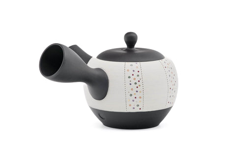 Black White Pearlescent Dots Tokoname Teapot - 300ml