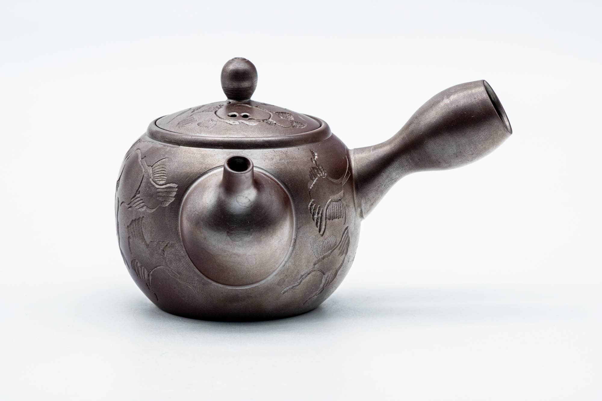 Japanese Kyusu - Engraved Birds Banko-yaki Ceramic Teapot - 150ml