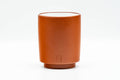 Japanese Teacup - Red Shudei White Inner-Glazed Tokoname-yaki Yunomi 150ml - alternate front view with the maker's mark
