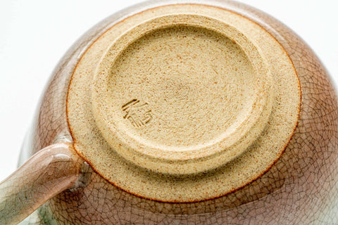Japanese Teacup - 天鵬山 Tsubaki Kiln - Beige Weathered Hagi-yaki Ushirode Yunomi - 110ml