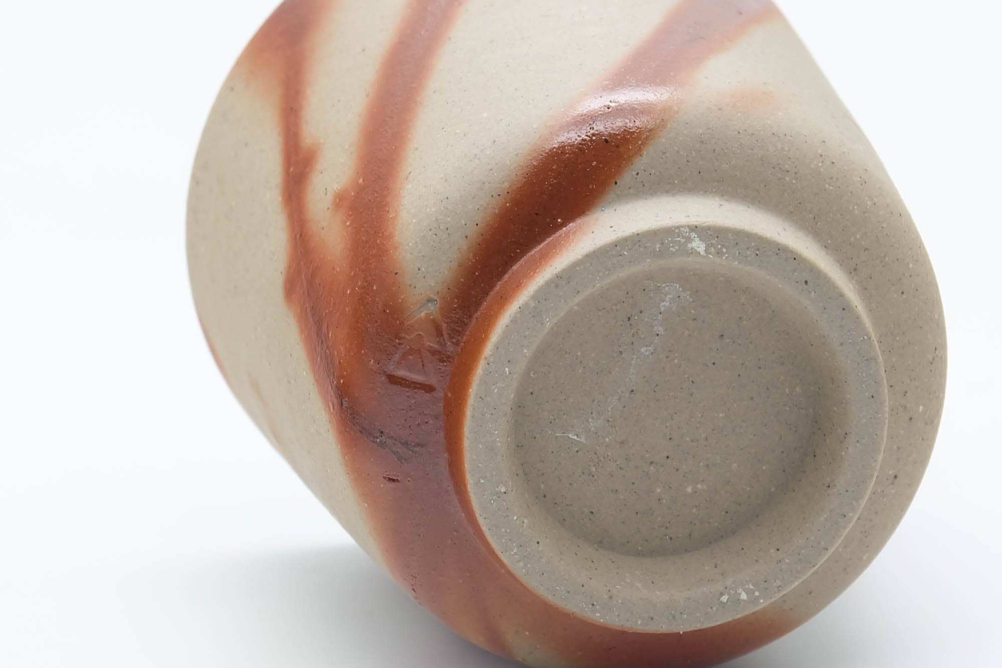 Japanese Teacup - Beige Orange Hidasuki Rice Straw Bizen-yaki Yunomi - 90ml