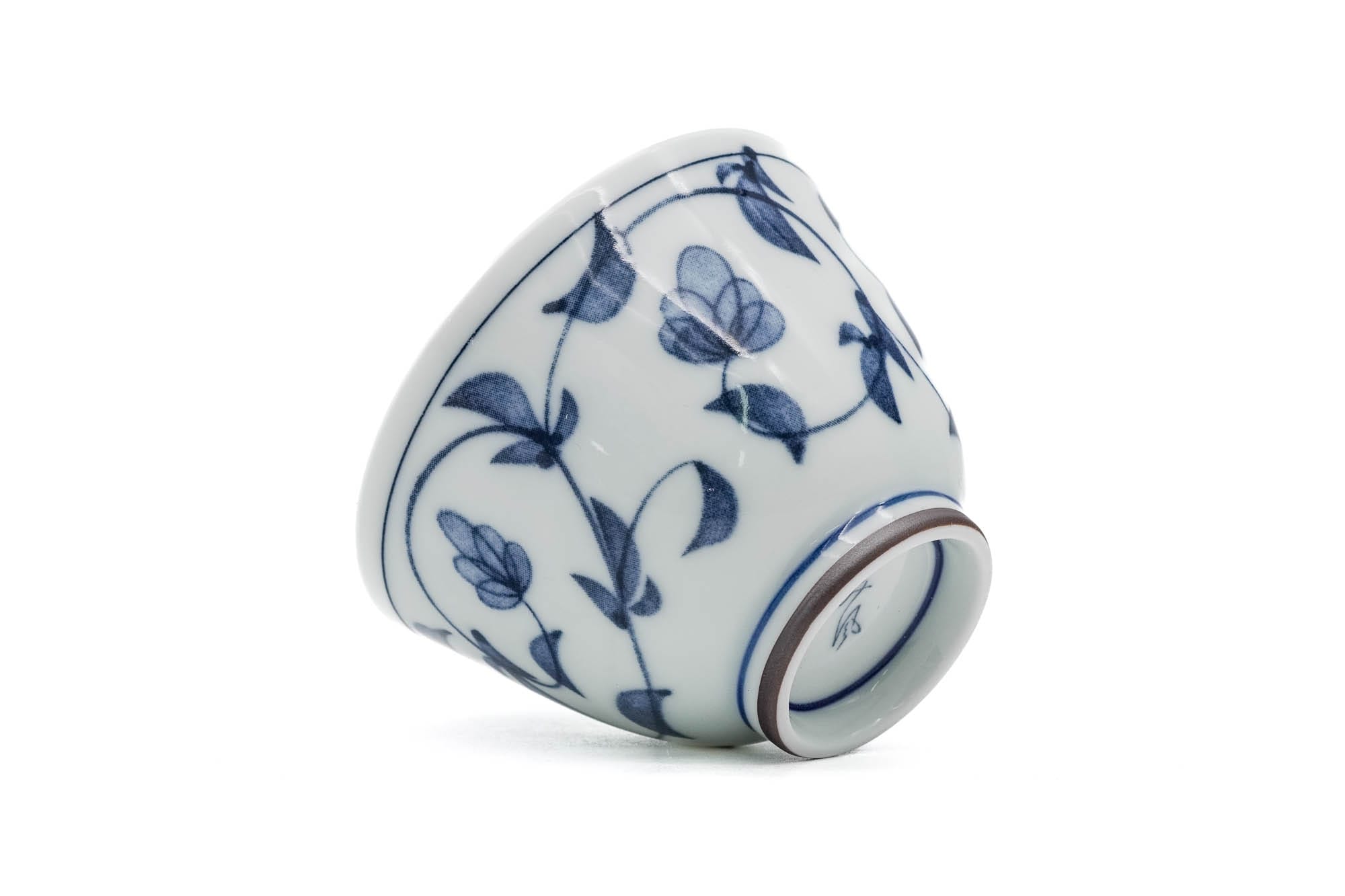 Blue Floral Arabesque Porcelain Teacup - Thumbnail 4
