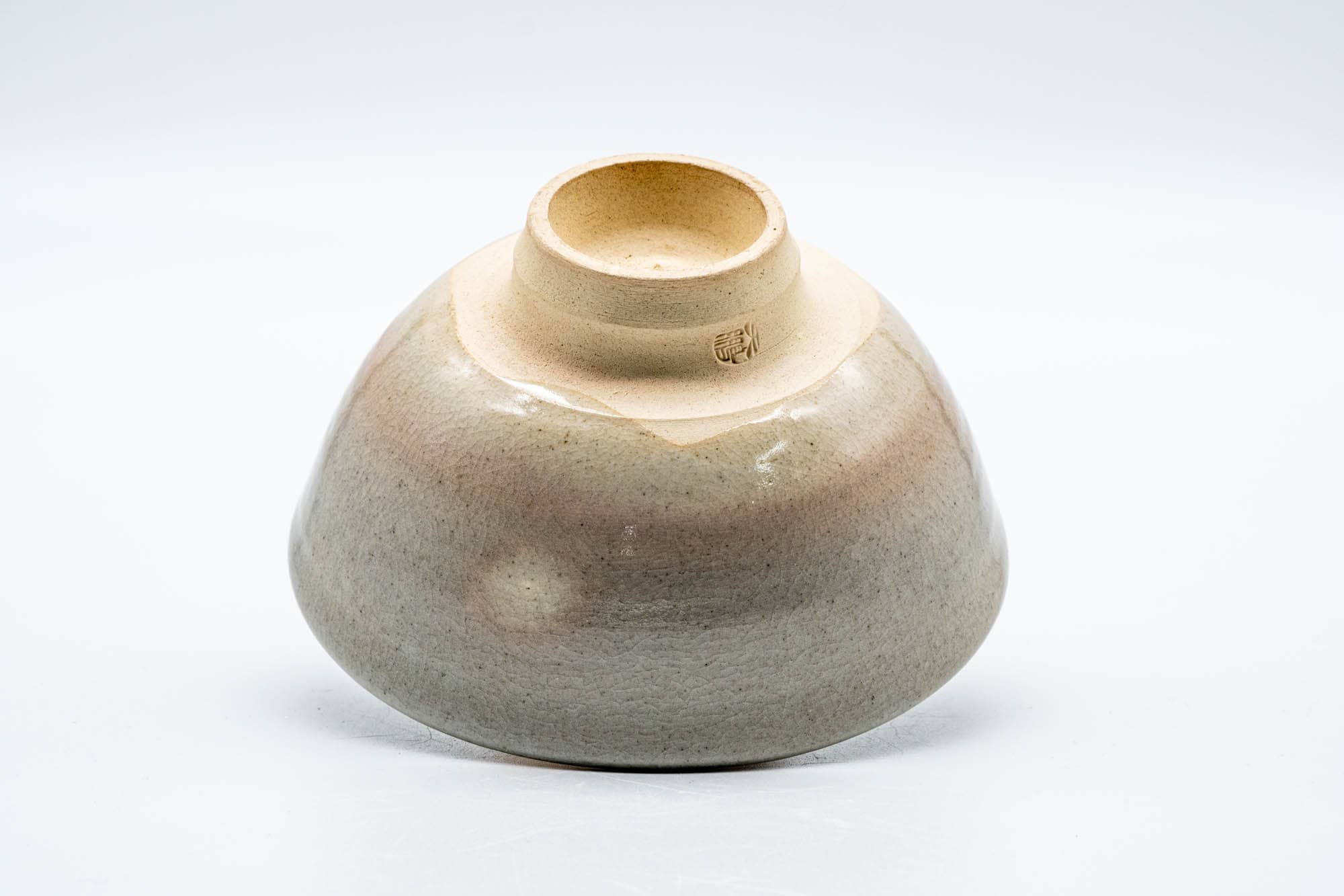 Japanese Matcha Bowl - 天鵬山 Tsubaki Kiln - Bamboo-node Foot - Beige Gohonte Glazed Hagi-yaki Chawan - 300ml