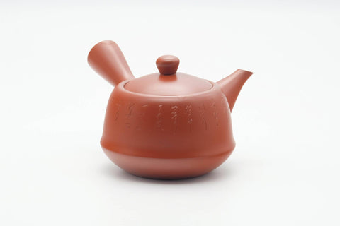 Japanese Kyusu - Calligraphy Engraved Red Shudei Tokoname-yaki Mesh Filter Teapot - 250ml