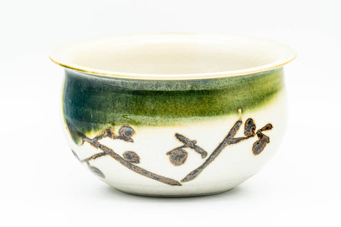 Japanese Kensui - Abstract Green Glazed Oribe-yaki Water Bowl - 250ml