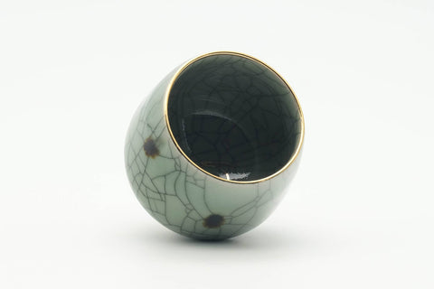 Japanese Teacup - Spotted Green Celadon Glazed Obori Soma-yaki Yunomi - 150ml