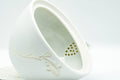 Japanese Houhin - Floral Engraved Arita-yaki Ceramic Filter Porcelain Teapot - 230ml - interior view showing the integrated ceramic filter