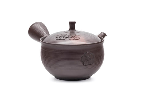 Brown Yōhen Plum Blossoms Tokoname Teapot - 200ml