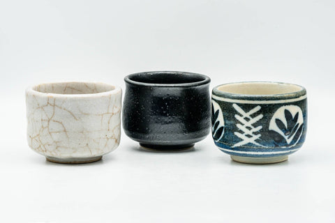 Tezumi — Japanese Teacups - Set of 3 Uniquely Handmade Yunomi - 75ml — front view from another angle