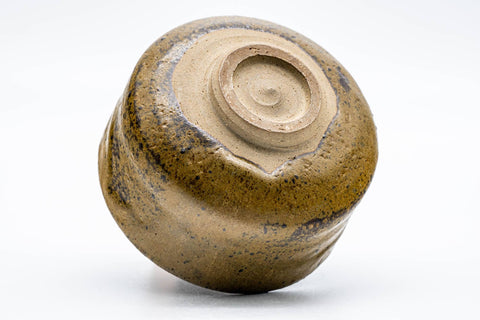 Tezumi — Japanese Matcha Bowl - Brown Yellow Speckled Glaze Chawan - 200ml — tipped to show the interior