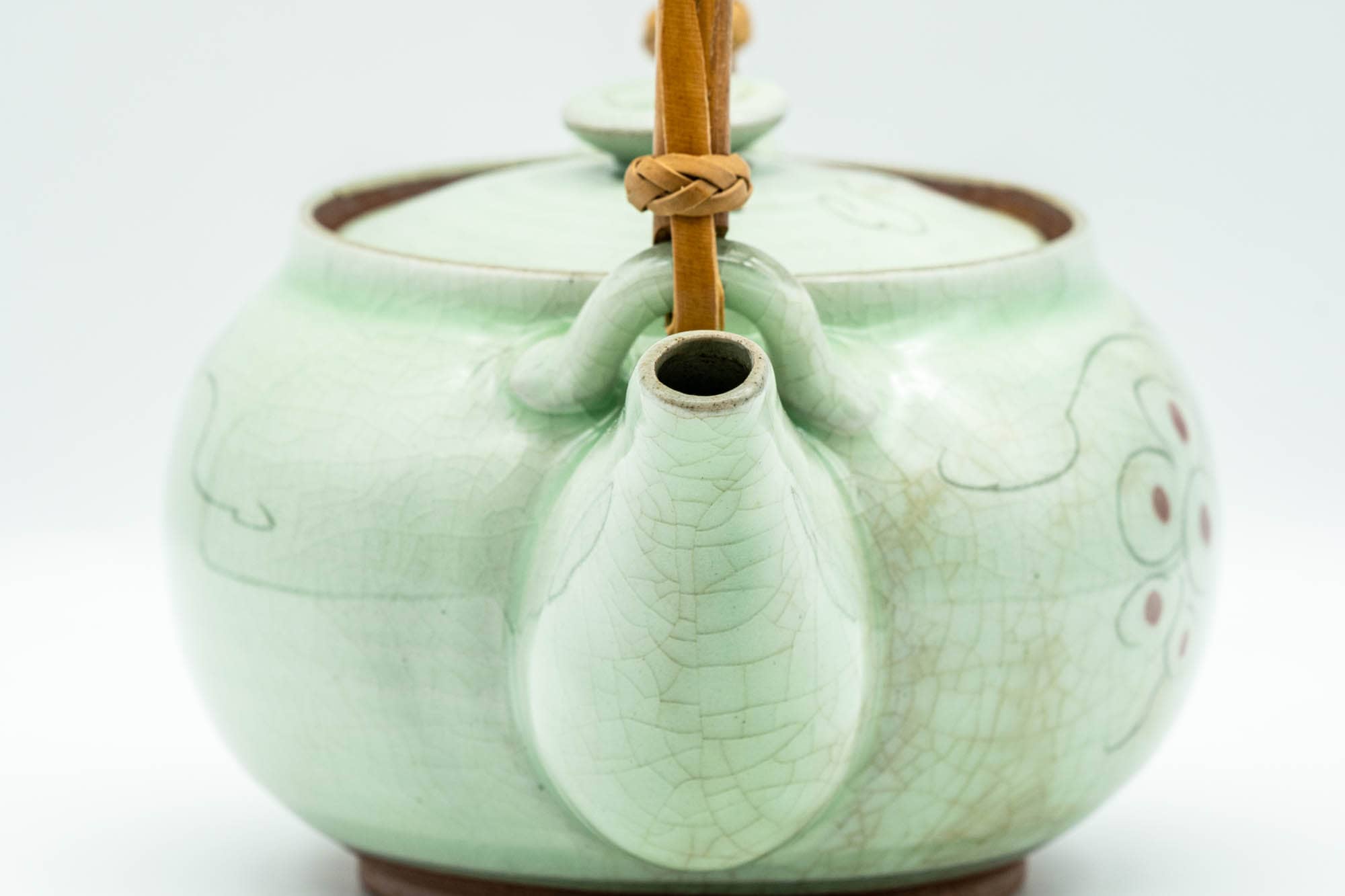 Japanese Dobin - Grapevine Green Celadon Glazed Debeso Teapot - 450ml