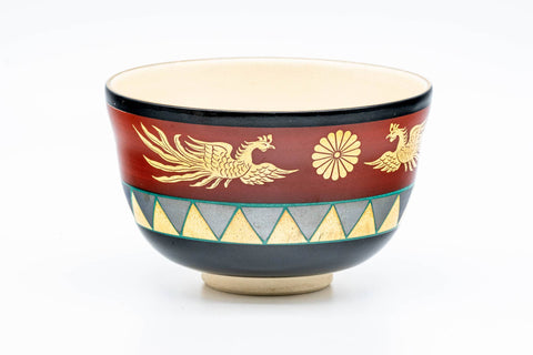 Japanese Matcha Bowl - 宮地英香 Hideka Miyaji - Chrysanthemum Phoenix Kyo-yaki Chawan - 500ml