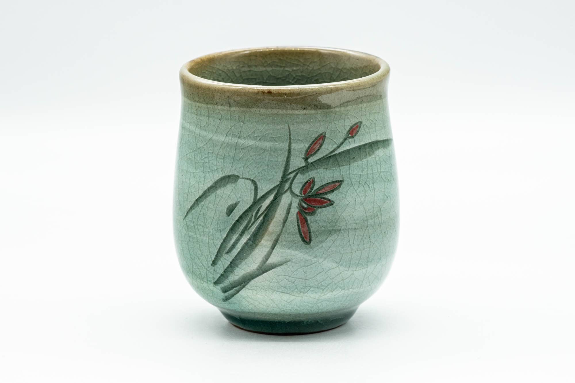 Japanese Teacup - Floral Green Celadon Glazed Yunomi - 180ml