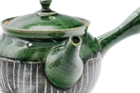 Green Oribe Slip Inlay Tokoname Teapot - 280ml
