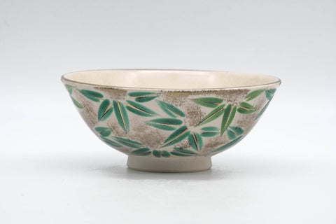 Japanese Matcha Bowl - Green Floral Kyo-yaki Summer Chawan - 150ml