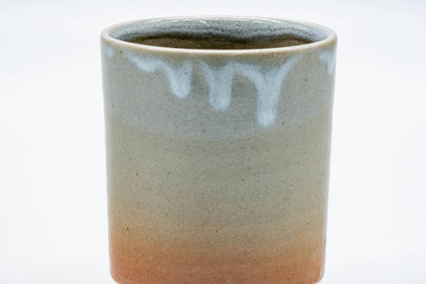 Japanese Teacup - 天鵬山 Tsubaki Kiln - Beige White Drip-Glazed Hagi-yaki Yunomi - 200ml