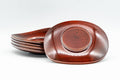 Japanese Chataku - Set of 5 Elliptical Wooden Lacquered Tea Saucers - Tezumi