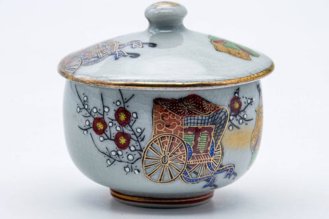 Japanese Teacup - Festive Villagers Kutani-yaki Lidded Yunomi - 120ml