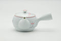 Tezumi — Japanese Kyusu - Floral White Porcelain Arita-yaki Ceramic Filter Teapot - 200ml — side view with the lid and side handle