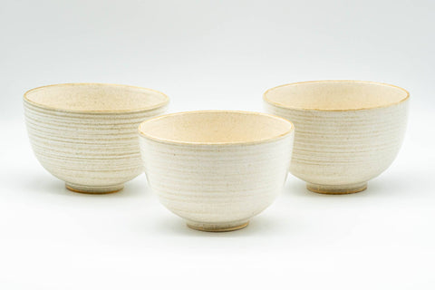 Japanese Teacups - Set of 3 Uniquely Decorated Floral Kiyomizu-yaki Yunomi - 170ml